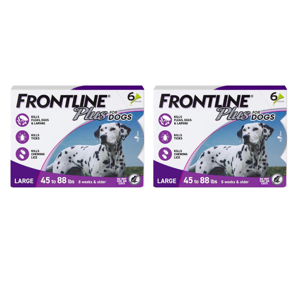 FRONTLINE Plus for Dogs Large Dog (45–88 lbs) Flea and Tick Treatment – 6 Doses