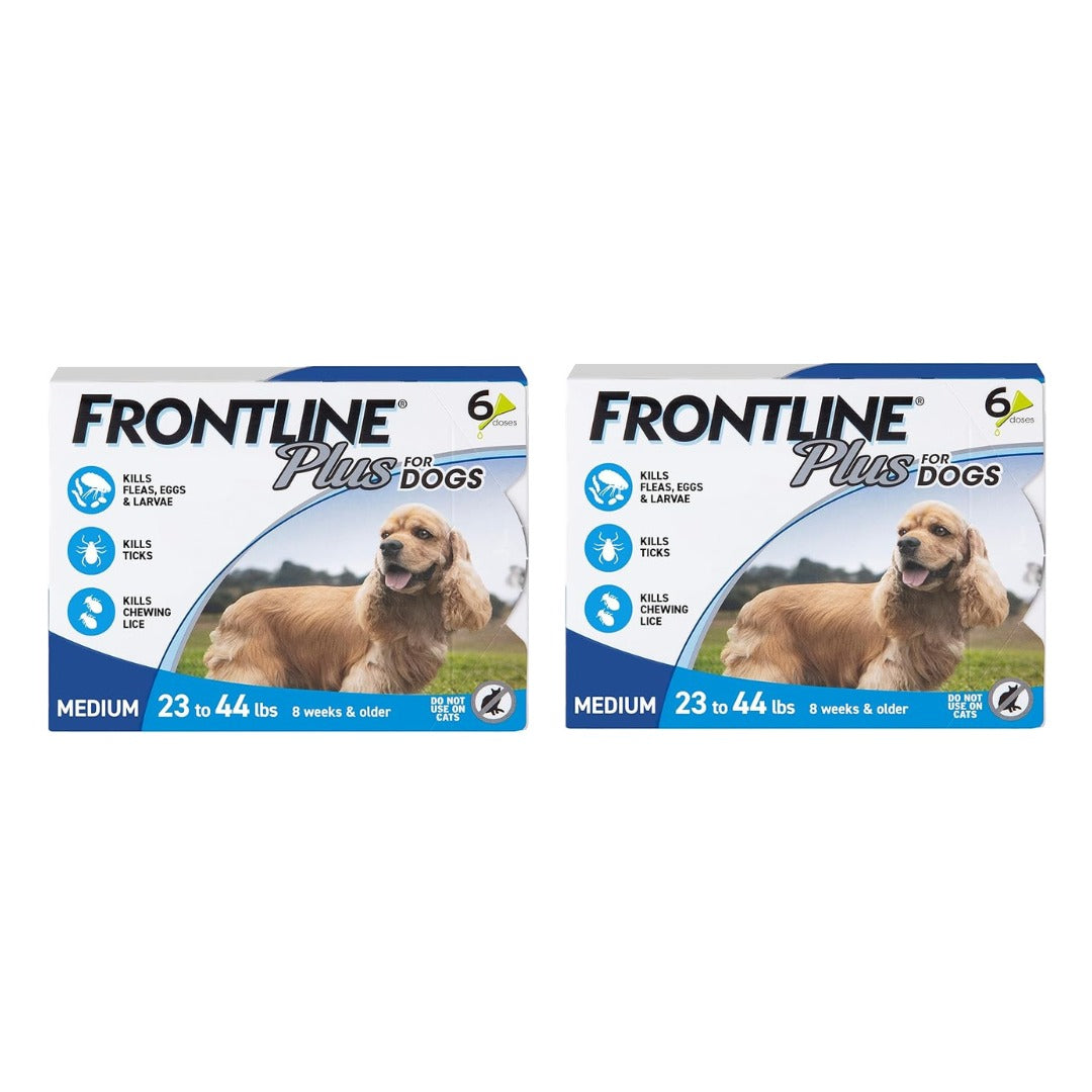 FRONTLINE Plus Flea and Tick Treatment for Medium Dogs (23–44 lbs) – 6 Doses