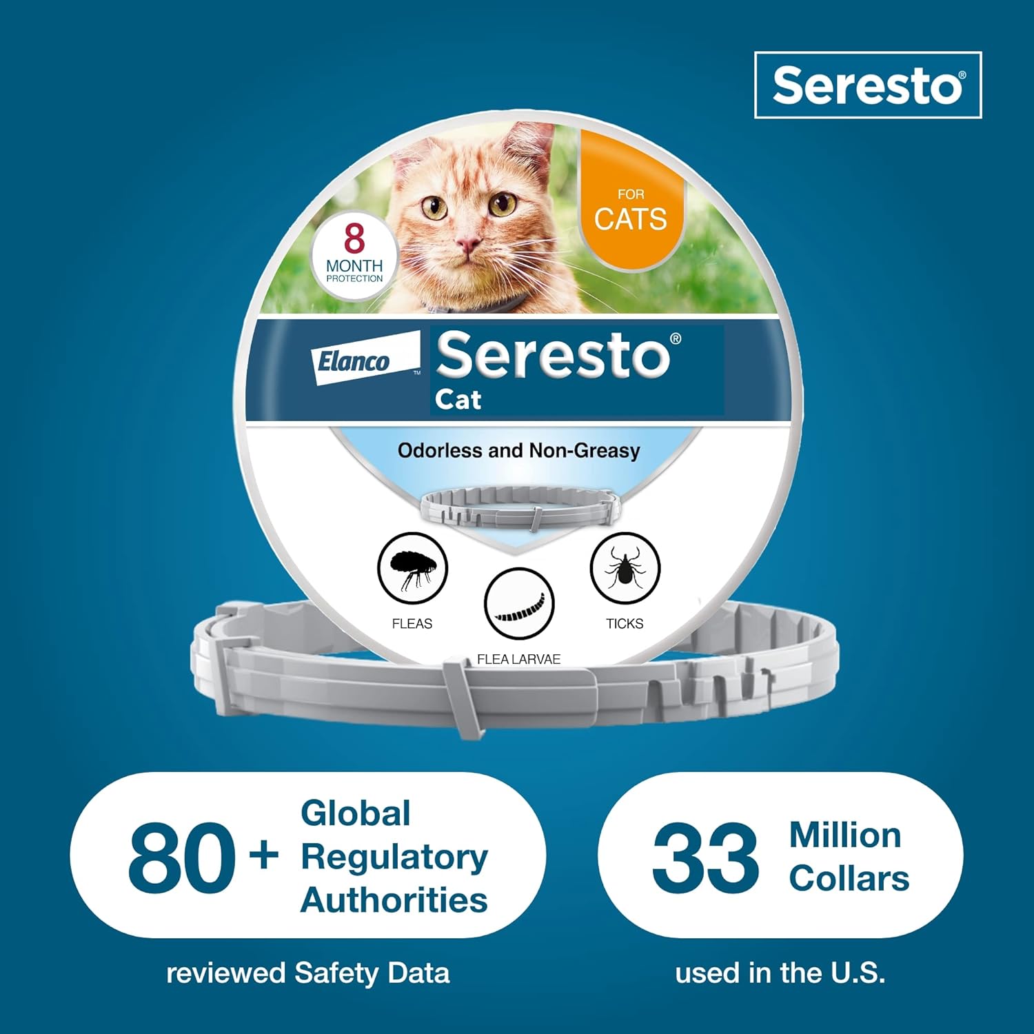 Seresto Flea & Tick Collar for Cats | 8-Month Continuous Protection