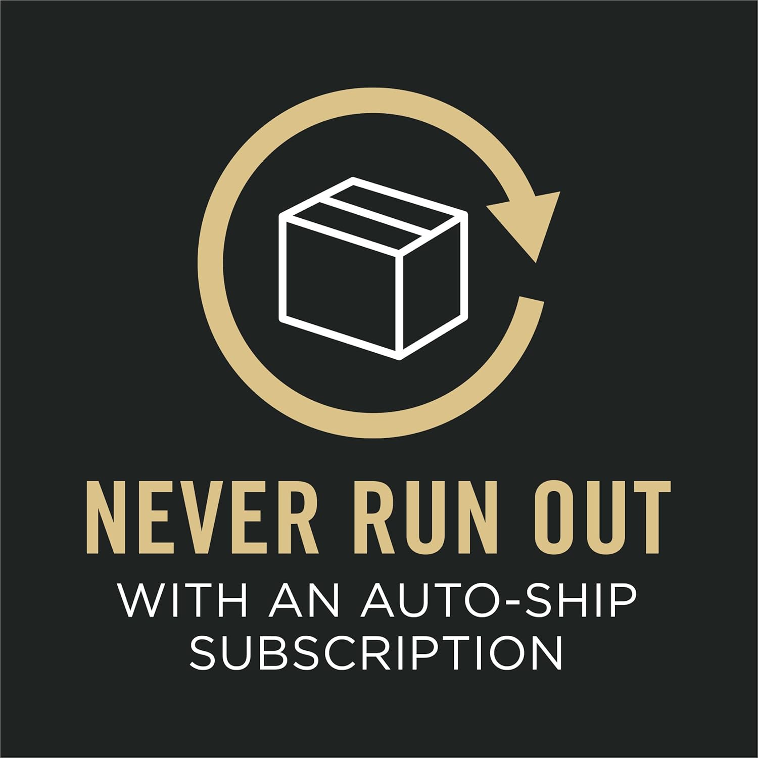 Logo with a box and circular arrow, promoting an auto-ship subscription service.