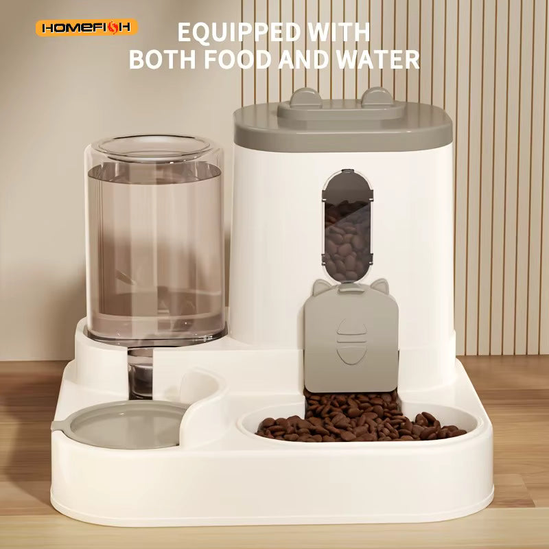 2-in-1 Cat Food Dispenser & Water Feeder – Automatic Pet Feeding and Hydration Station