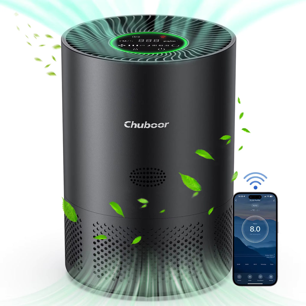 Chuboor Air Purifier for Home – H13 True HEPA Air Cleaner with PM2.5 Detection for Smoke, Dust, Pollen & Odor Removal