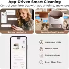 Automatic Self-Cleaning Cat Litter Box with APP Control – Open Top Design, Anti-Pinch Safety & Odor-Free Solution for Multiple Cats
