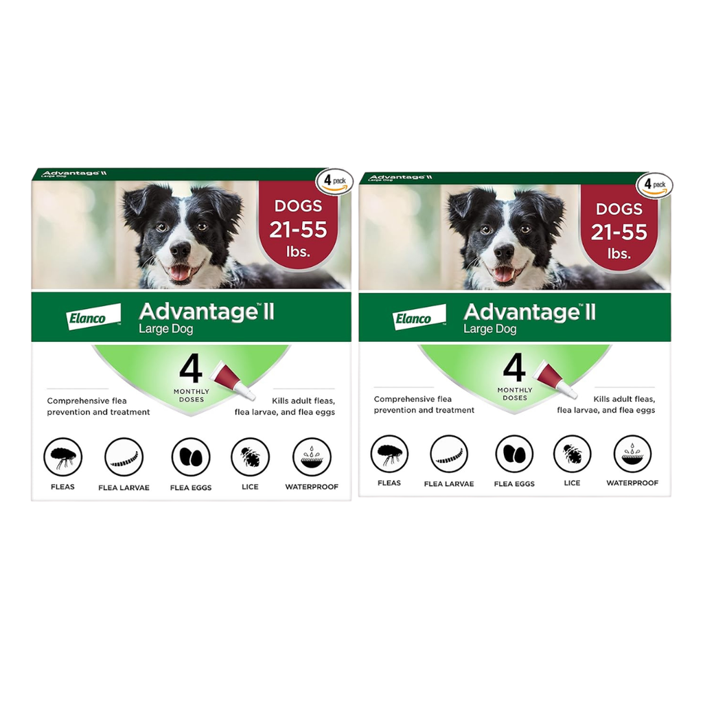 Advantage II Large Dog Vet-Recommended Flea Treatment & Prevention | Dogs 21-55 lbs. | 4-Month Supply