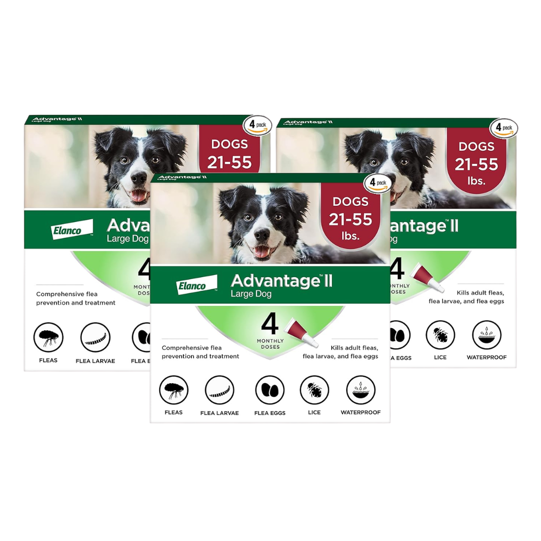 Advantage II Large Dog Vet-Recommended Flea Treatment & Prevention | Dogs 21-55 lbs. | 4-Month Supply