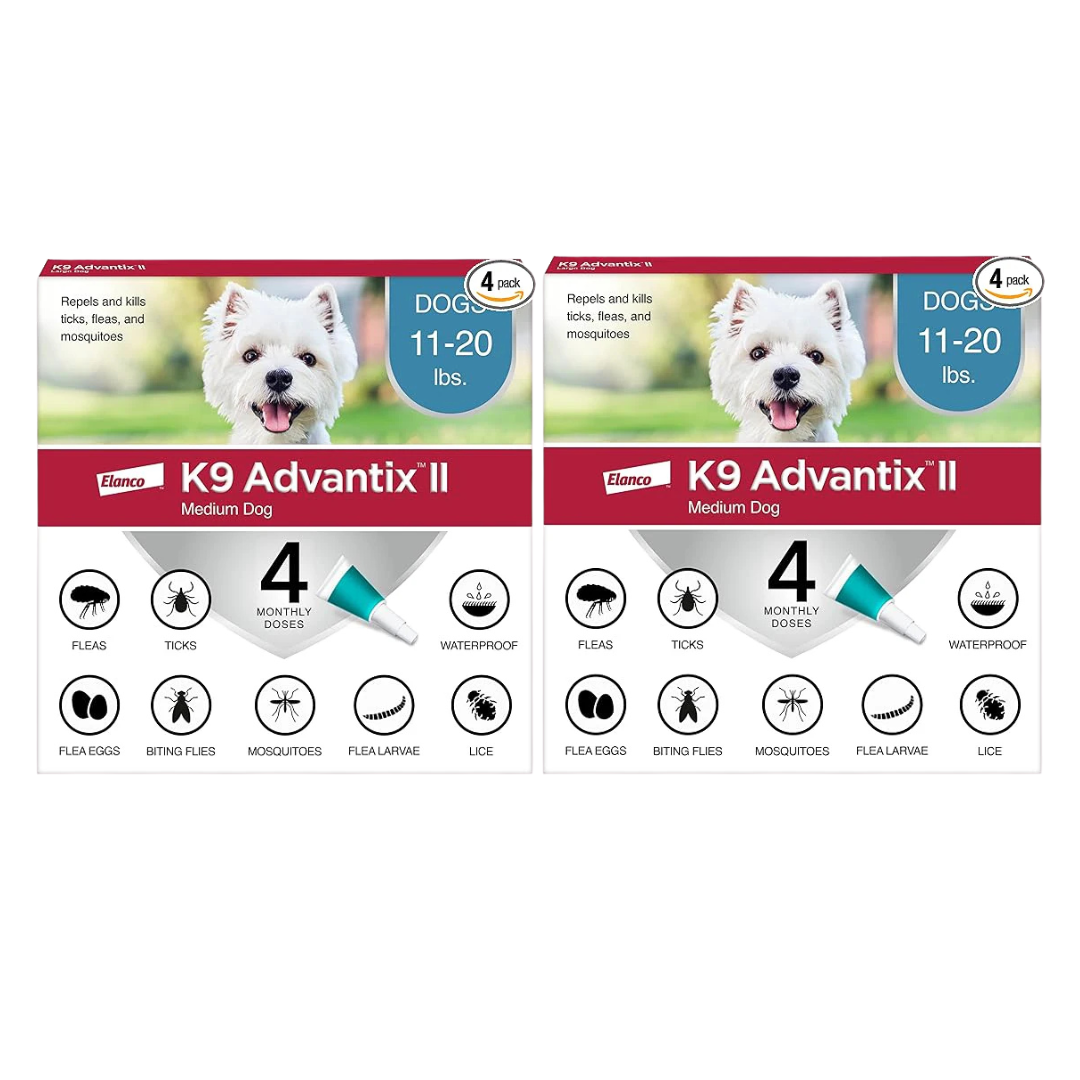 K9 Advantix II Medium Dog Vet-Recommended Flea, Tick & Mosquito Treatment & Prevention | Dogs 11–20 lbs. | 4-Month Supply