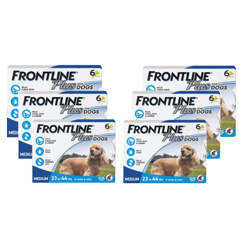 FRONTLINE Plus Flea and Tick Treatment for Medium Dogs (23–44 lbs) – 6 Doses