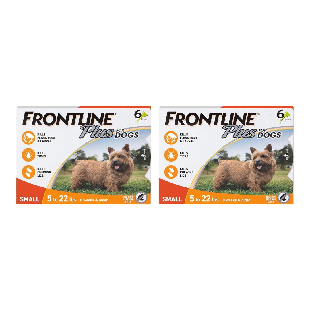 FRONTLINE Plus Flea and Tick Treatment for Small Dogs (5–22 lbs) – 6 Doses